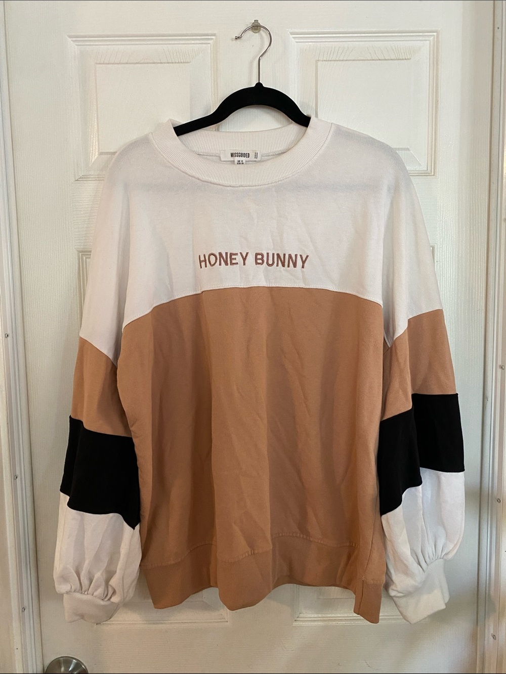 Missguided White Ribbed Crewneck Sweatshirt